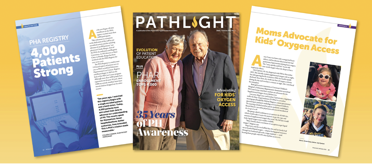 The US Pulmonary Hypertension Association, the PHA, celebrates its 35th anniversary this year, read more on the latest edition of its magazine Pathlight